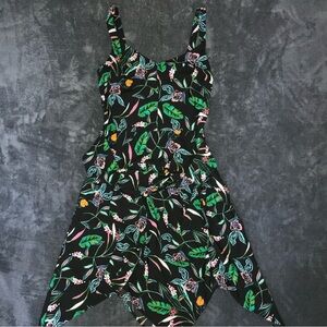 A New Day Womens Small Sleeveless Tropical Floral Print Pointed Pixie Hem Dress